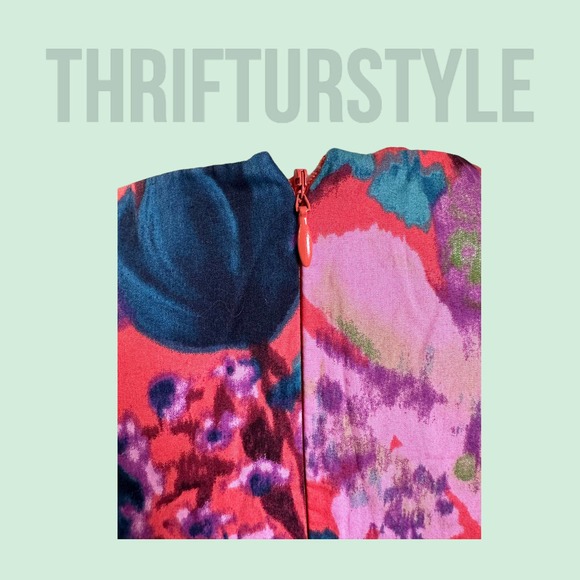 Floral Print Sleeveless Dress‎ Colorful Pattern Party Cocktail Size 2 - Picture 6 of 8